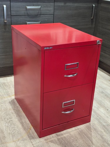 Lockable bisley drawer - 2-drawer, red